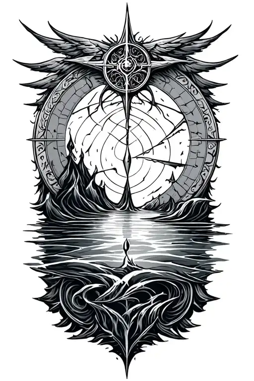 Vegvisir Symbol Incorporating Water Rising