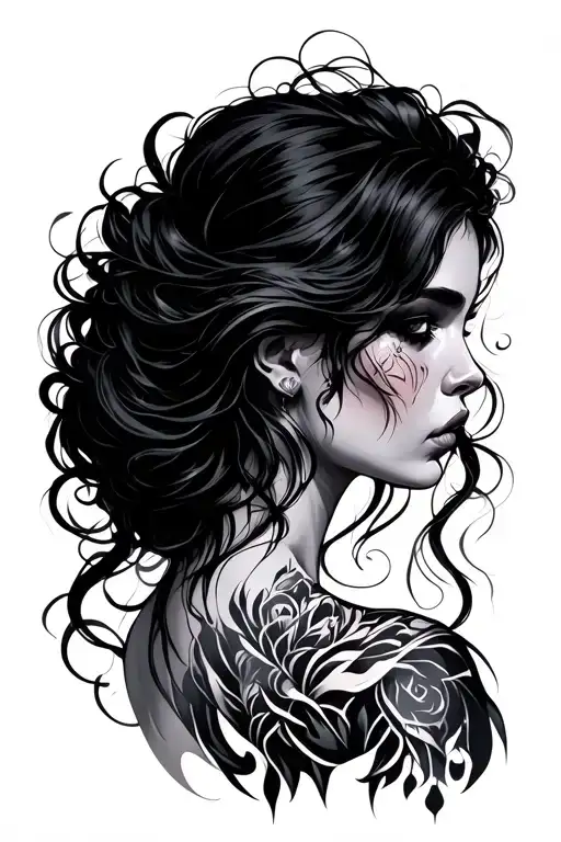 A Feminine Back Tattoo Representing A Cold Personality