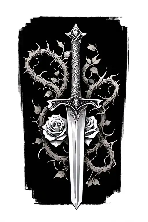 A Vampire Esk Sword That Would Go On Forearm With Thorn Vines And Roses Wrapping Around It