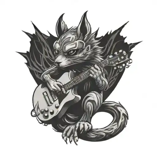 Dark Animal Playing A Guitar