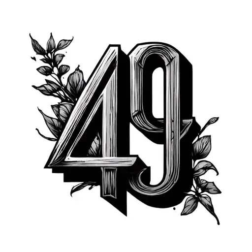 Number 49 In Bold Lines