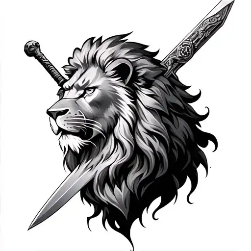 Lion And Realistic Sword