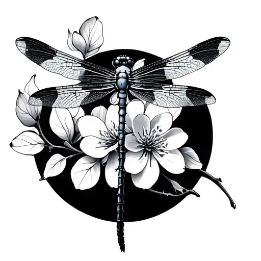 Dragonfly And Cherry Blossom
