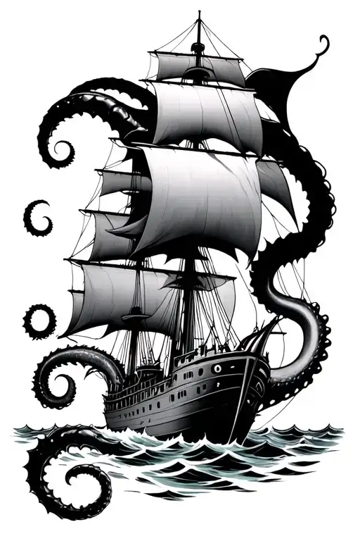 Kraken Attacking Ship