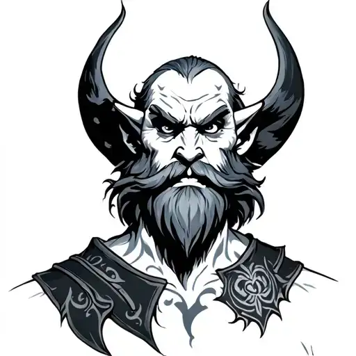 Hobgoblin From D&d With Pale White Skin And A Blad Beard