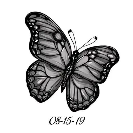 Butterfly With Date 08-15-19 And Name Carli