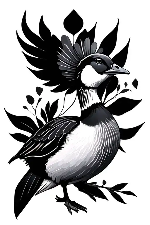Goose With Geometric Shapes Or Florals Forming The Shape