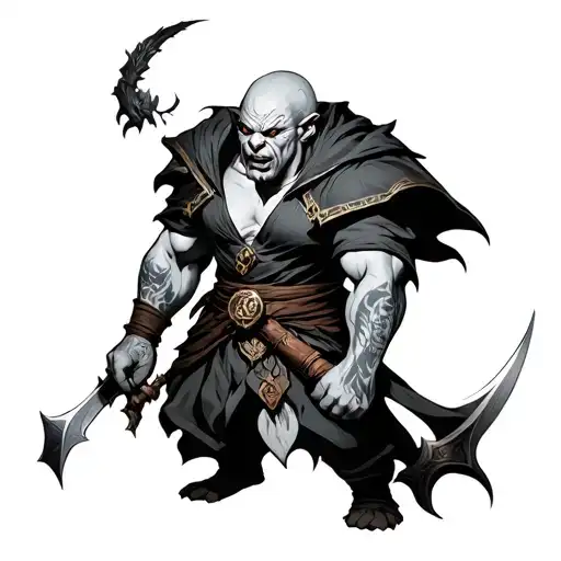 D&d Hobgoblin With Pale White Skin And A Bald Head