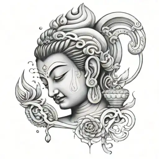 Crying Buddha Tears Coming Out Of His Eyes And Shiva Trishul