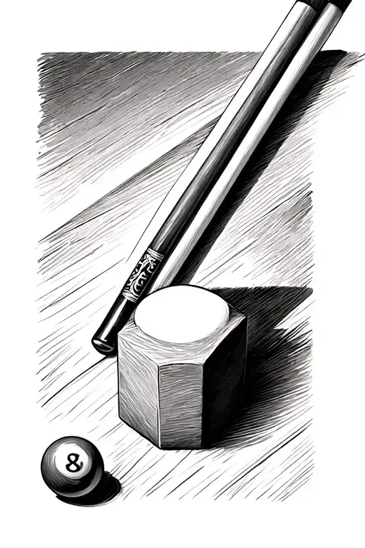 Pool Cue With Chalk Cube At Base