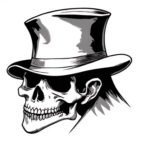 Ghost Papa V Skelton Face Outline With Top Hat