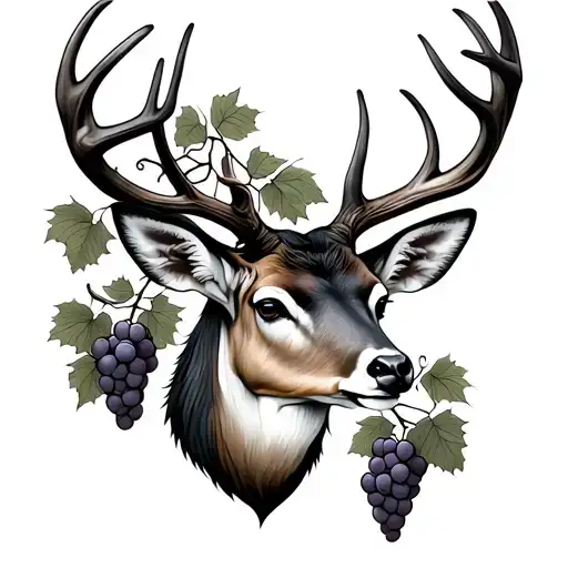 Deer Head With Grape Vines
