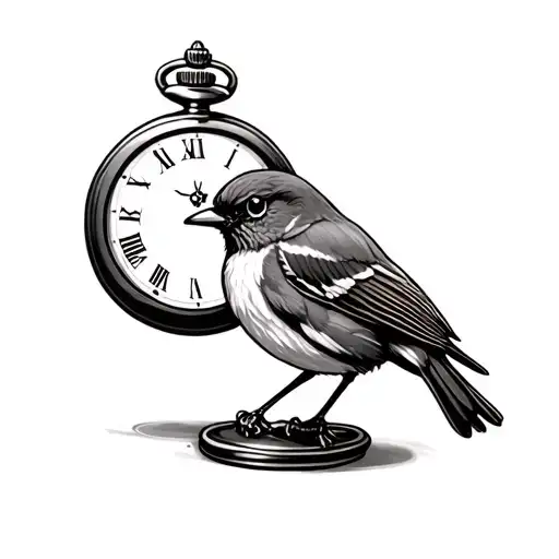 Pocket Watch Robin Bird