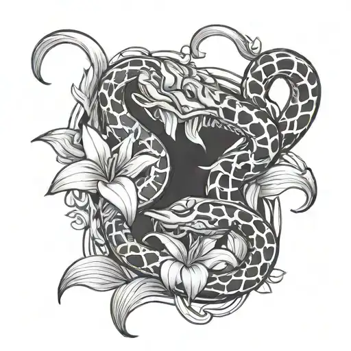 Snake And Tigger Lilies Intertwined