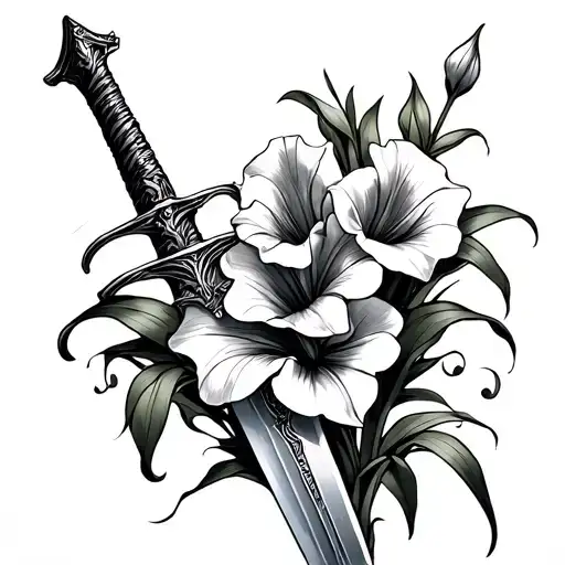 Die To Live Gladiolas And Sword
