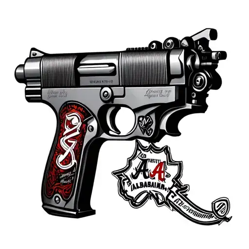 A Biomechanical Gun With Elements Of Rockabilly Music And University Of Alabama Football Motifs