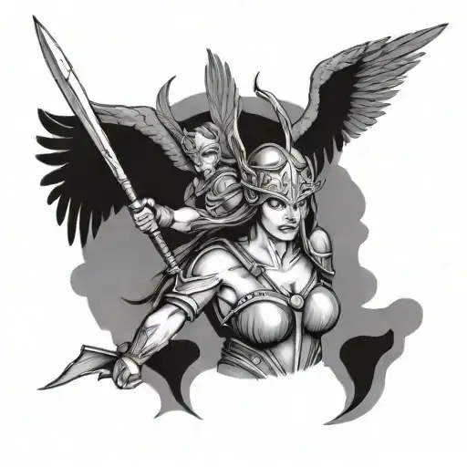 Valkyrie Warrior Woman In Battle