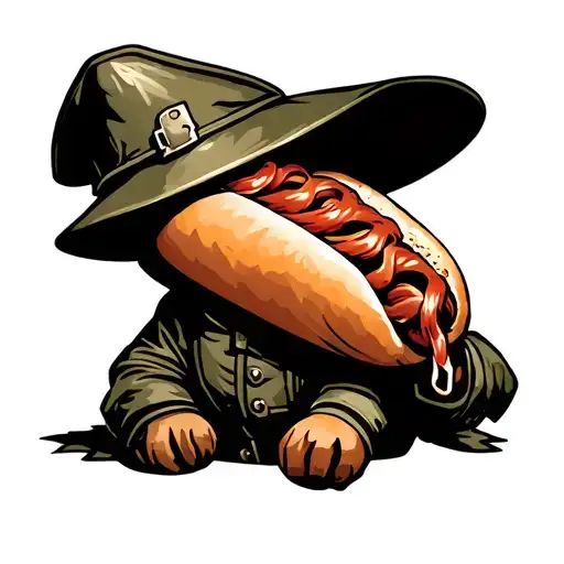 A Hot Dog Dressed Up Like A World War 2 Soldier