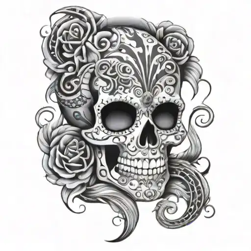 Sugar Skull With Snake