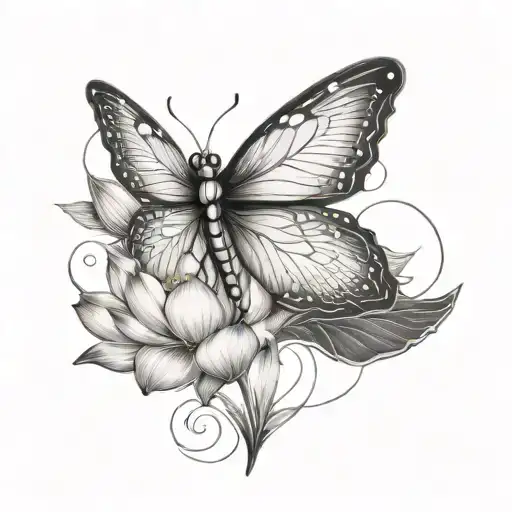 Lotus Flower And Dragon Fly