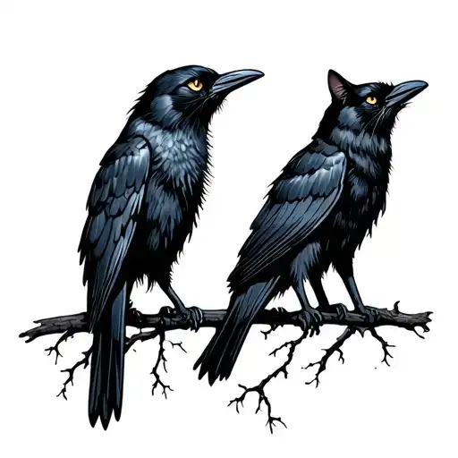 Crows Cats Witchy
