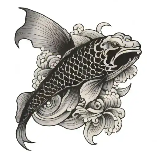 Koi Fish And Wave