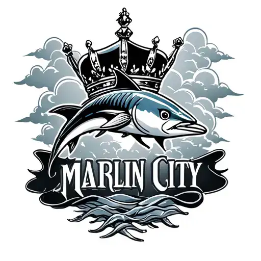 Make It Say Marlin City Wirh Clouds And A Crown For The Forearm