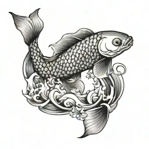 Koi Fish And Wave Made