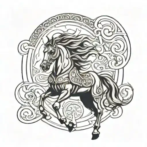 Horse And Triskel Symbol