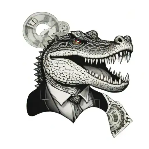 Crocodile With Cash In His Mouth