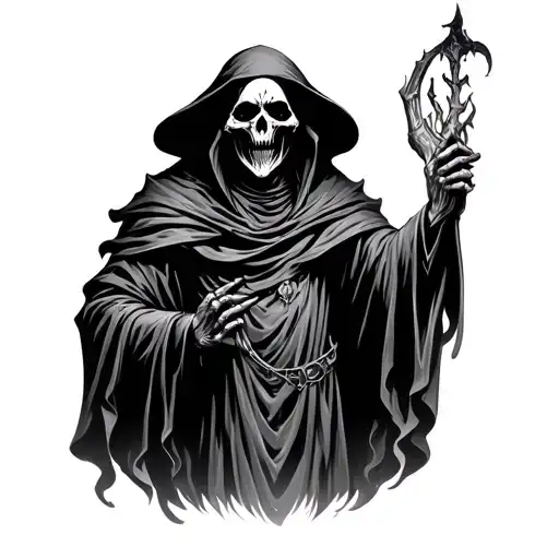 Realistic Demonic Grim Reaper Standing