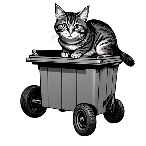 Cat Sitting On A Rubbish Wheelie Bin