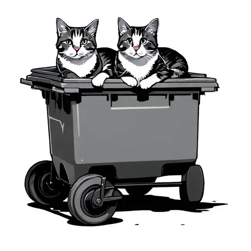 Cat Sitting On A Wheelie Bin