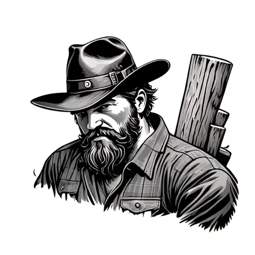 Closeup Of Lumberjacks Shirt And Hat