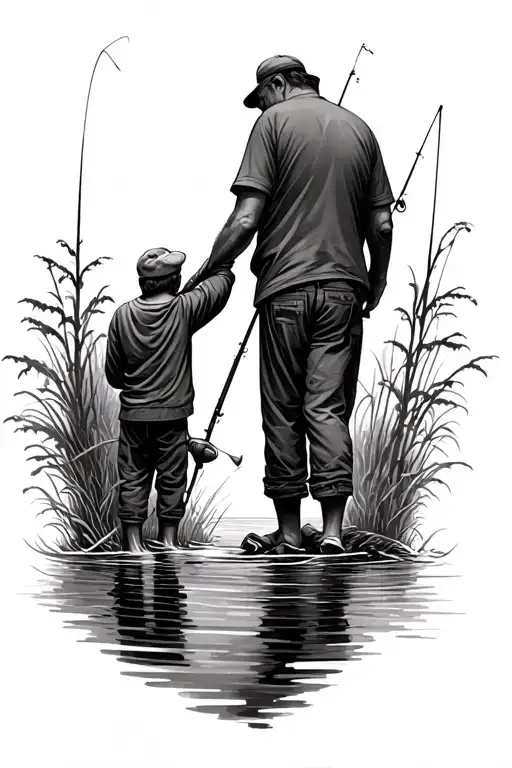 Father Son Fishing Scene