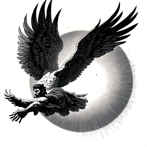 Icarus Flying Towards Sun