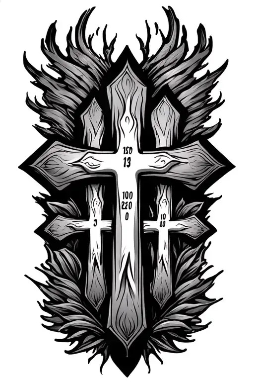 Three Crosses With Dates On Each Cross