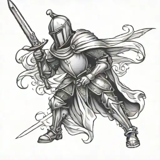 Sad Knight Holding A Sword