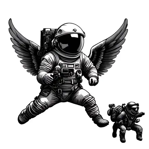 Astronaut With Wings Flying
