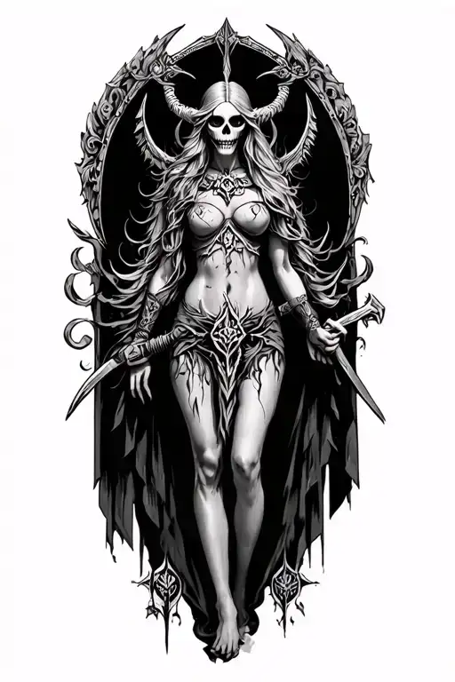 Full Body Hel Nordic Godess Of Death With Miljnor And Odin