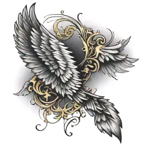 Writing On The Spine With Wings On Top