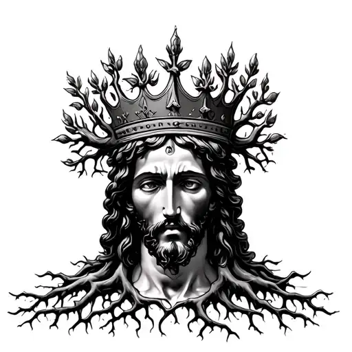 Tree Roots Going Into Jesus Crown