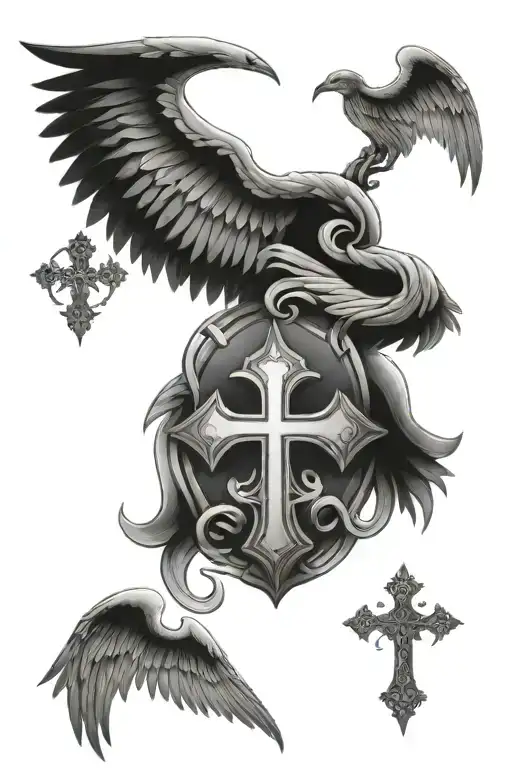 Angle Wings With A Cross