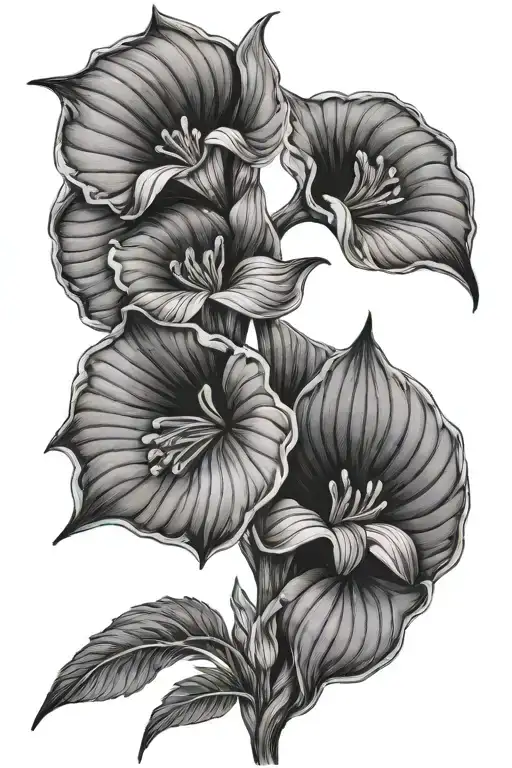 Hosta Plant Spine Tattoo With Flowers