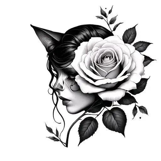 Catarina Dead With Flower And A Rose