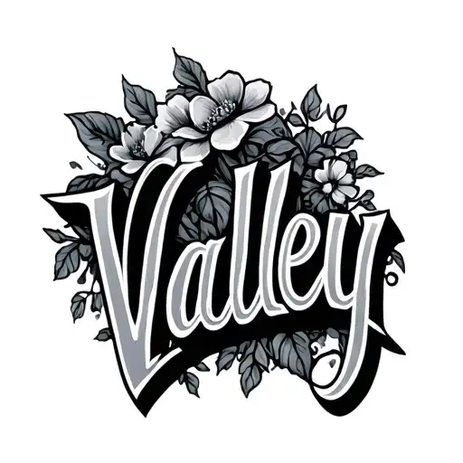 The Name Valley In Cursive That Looks Like Flowers And Vines