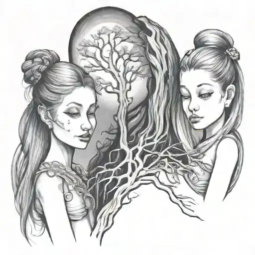 One Large Tree One Small Tree Intertwined