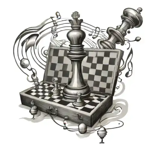 A Chess Board With A Music Notes As The Pieces