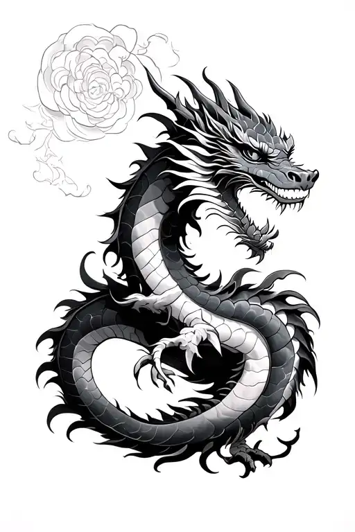Japanease Dragon Tattoo Not Much Detail Black