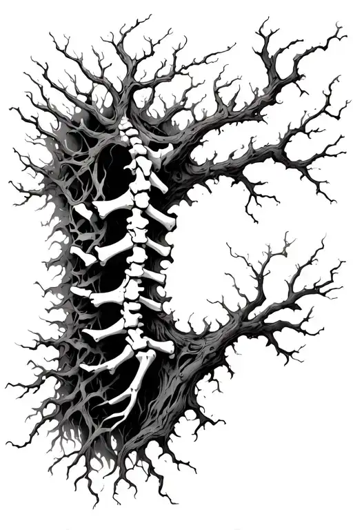 Spine Ripping Through Skin Creating A Tree Made Of Bones